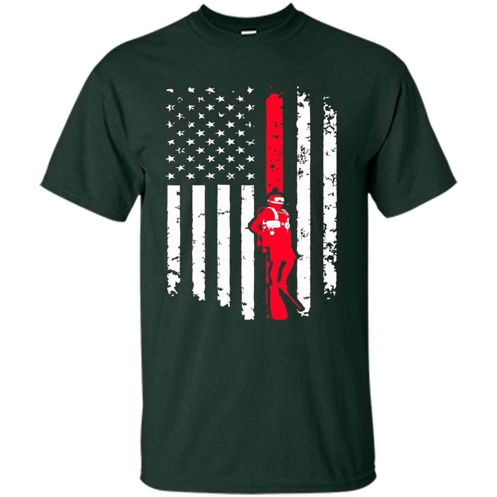 The American Flag Scuba Diving T-shirt Forest Green