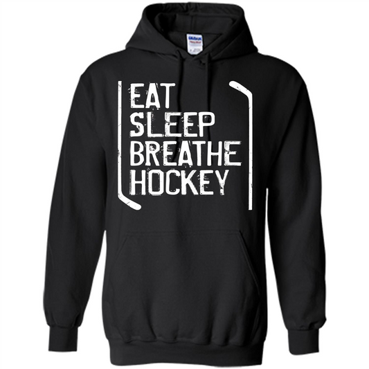 Funny Hockey T-shirt Eat Sleep Breathe Hockey T-Shirt Black