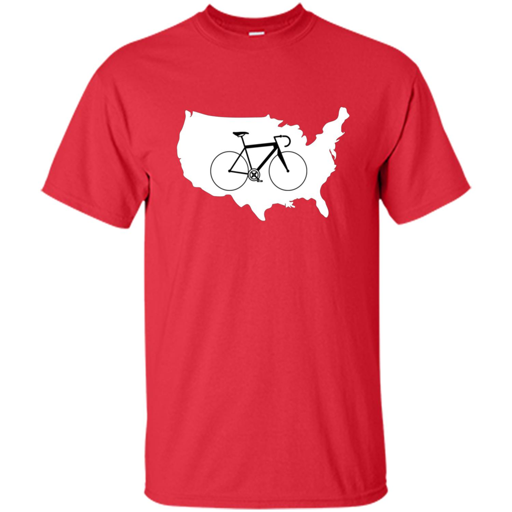 Bicycle America T-shirt USA States Road Bike Red