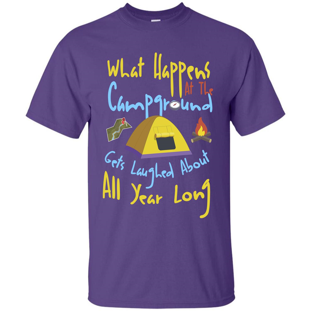Camping T-shirtWhat Happens At The Campground T-shirt Purple
