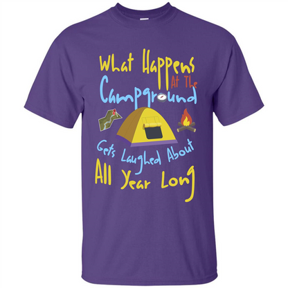 Camping T-shirtWhat Happens At The Campground T-shirt Purple