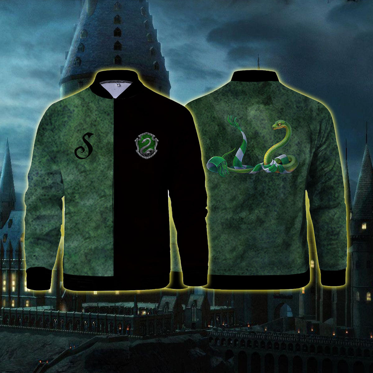 The Slytherin Snake Hogwarts Harry Potter Baseball Jacket US