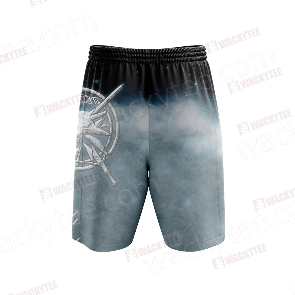 The Witcher 3 Wild Hunt Wild White Wolf Symbol 3D Beach Shorts