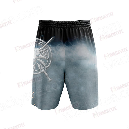 The Witcher 3 Wild Hunt Wild White Wolf Symbol 3D Beach Shorts