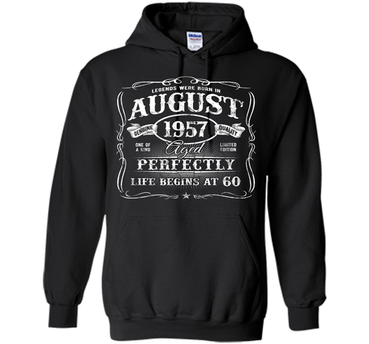 August T-shirt Legends Were Born In August 1957 T-shirt Black