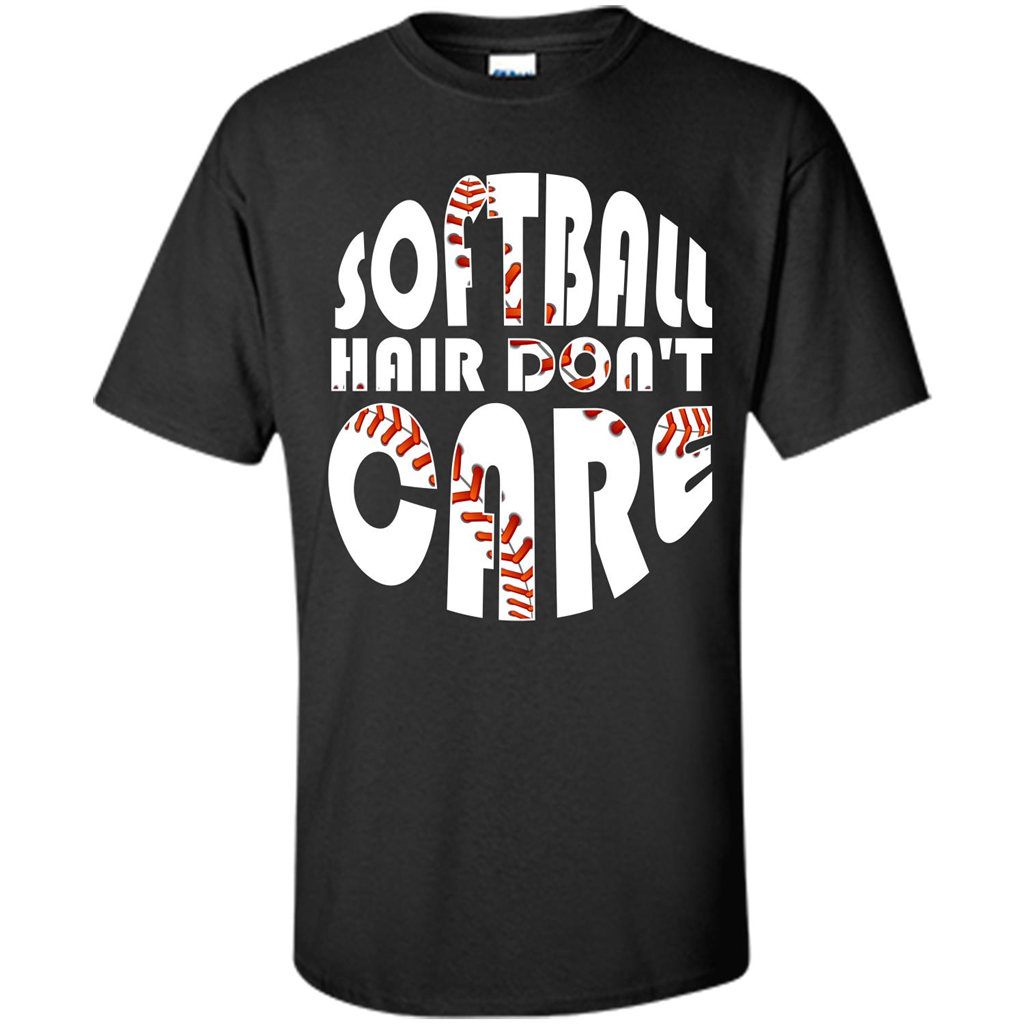 Softball Lover T-shirt Softball Hair Don't Care T-shirt Black