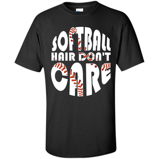 Softball Lover T-shirt Softball Hair Don't Care T-shirt Black