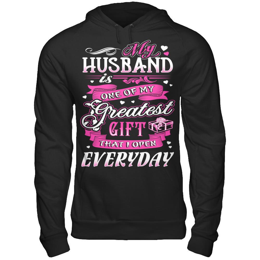 My Husband Is One Of My Greatest Gift T-shirt Gildan - Pullover Hoodie Black