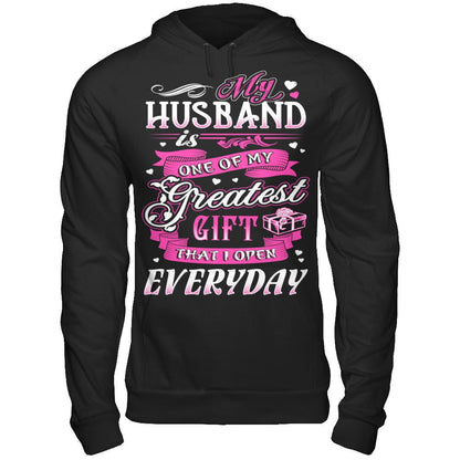 My Husband Is One Of My Greatest Gift T-shirt Gildan - Pullover Hoodie Black