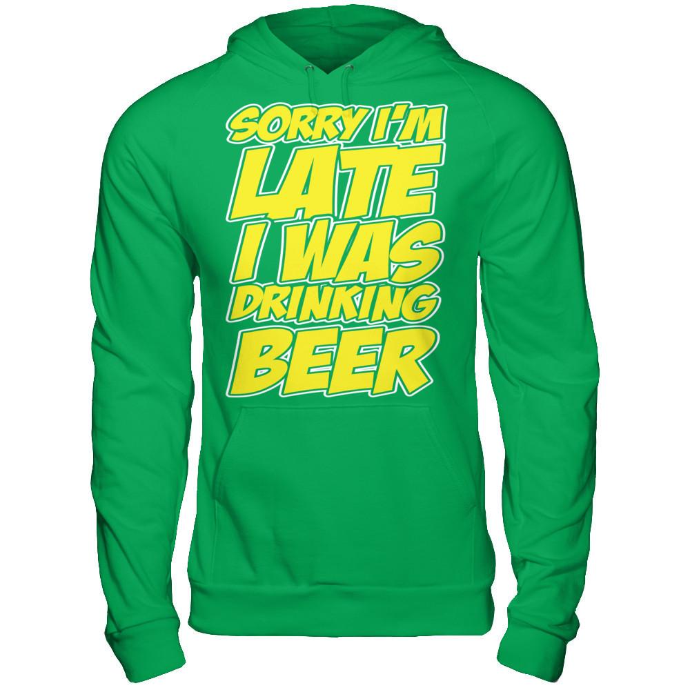 Sorry I'm Late, I Was Drinking Beer Gildan - Pullover Hoodie Irish Green