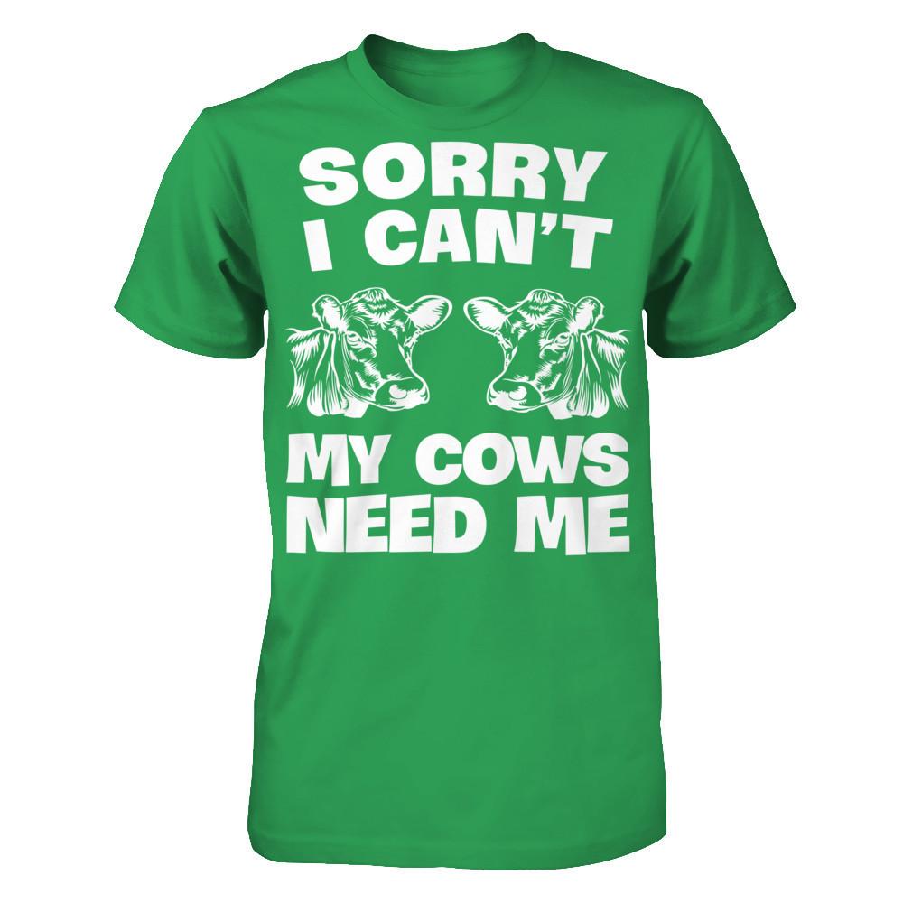 Sorry I Can't, My Cows Need Me Next Level - Unisex Fitted Tee Kelly Green