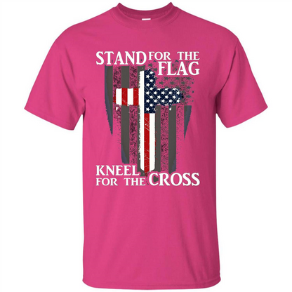 Stand For The Flag Kneel For The Cross T-Shirt Heliconia