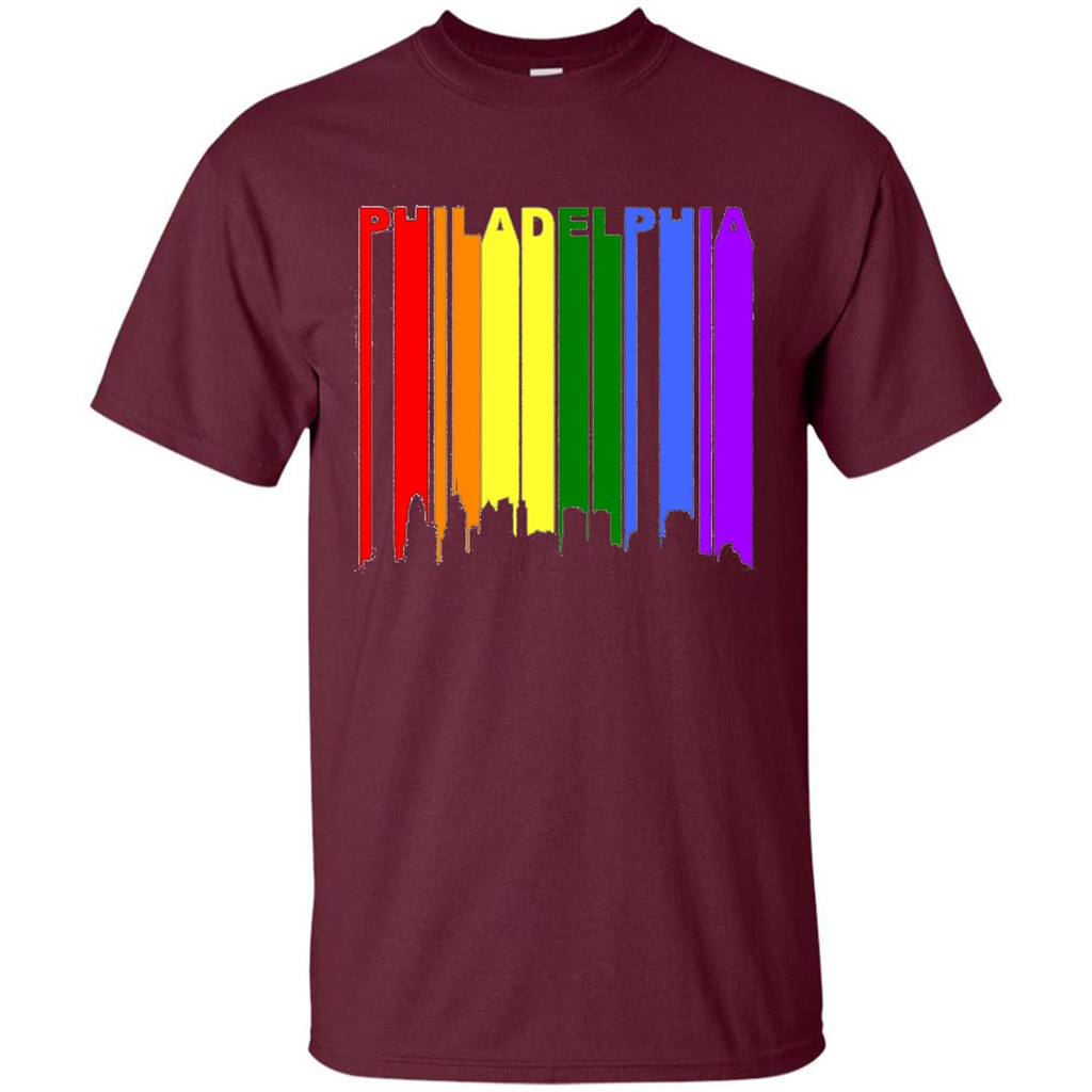 Philadelphia PA Downtown Rainbow LGBT Gay Pride T-shirt Maroon