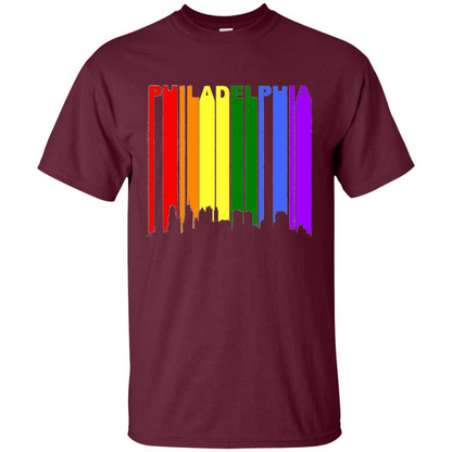 Philadelphia PA Downtown Rainbow LGBT Gay Pride T-shirt Maroon