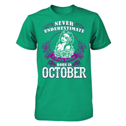 Never Underestimate A Black Woman Born In October Gildan - Short Sleeve Tee Kelly Green