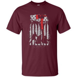 Firefighter With US Flag T-shirt