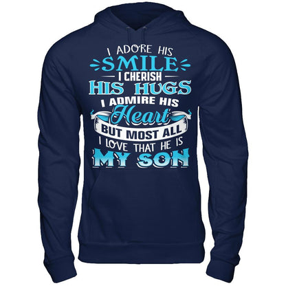 I Love That He Is My Son T-shirt Gildan - Pullover Hoodie Navy