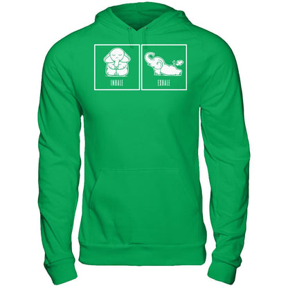 Elephant Inhale - Exhale T-shirt Gildan - Pullover Hoodie Irish Green