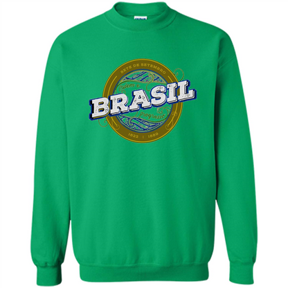 BRAZIL Brasil Independence Day Badge T-shirt Irish Green