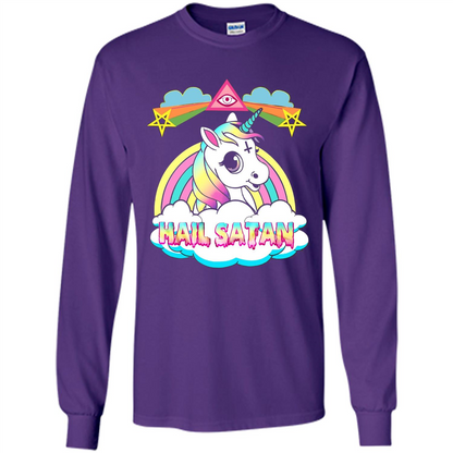 Unicorn Hail Satan Death Metal Rainbown T-shirt Purple