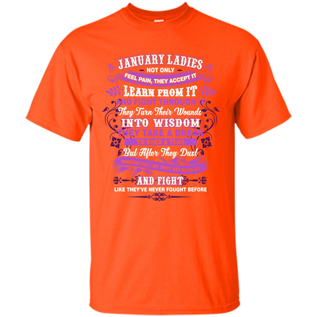 January Ladies T-shirt January Lady Facts Orange