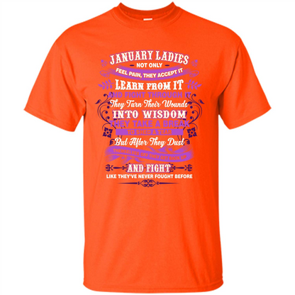 January Ladies T-shirt January Lady Facts Orange