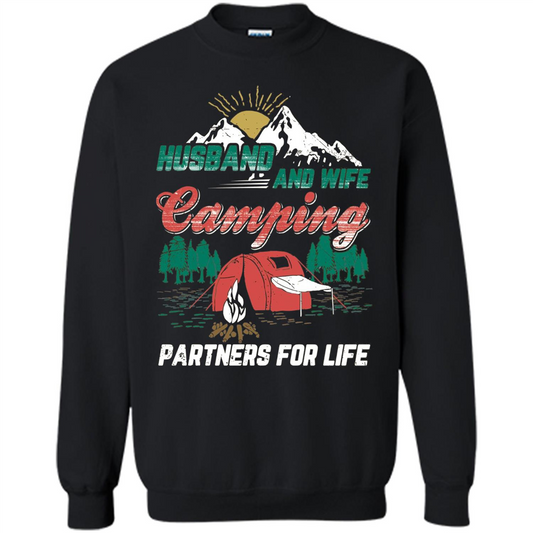 Husband And Wife T-shirt Camping Partners For Life T-Shirt Black