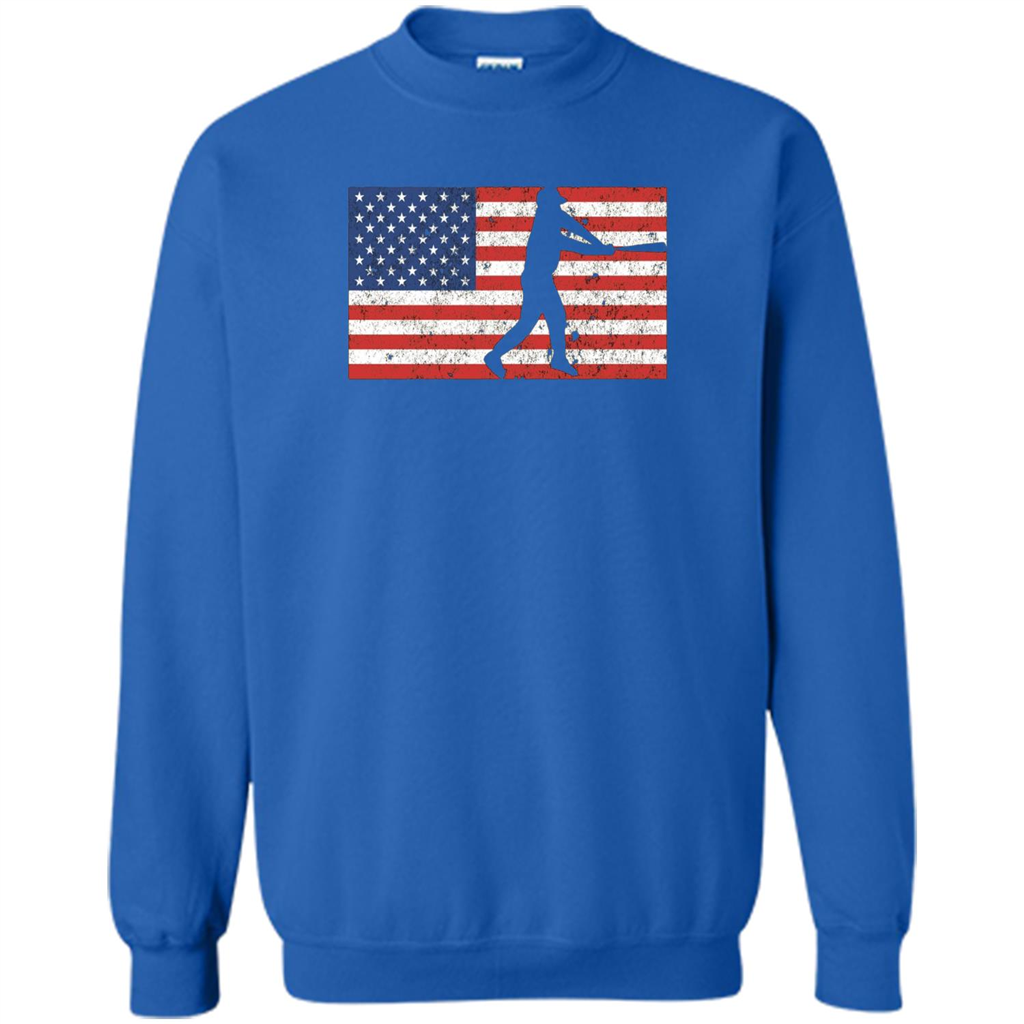 Funny Baseball Player American Flag T-shirt Royal