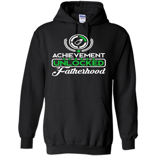 First Father's Day T-shirt Achievement Unlocked Fatherhood Black