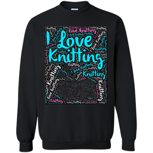 Knitting Wordcloud Knitter T-shirt Love Knitting Black
