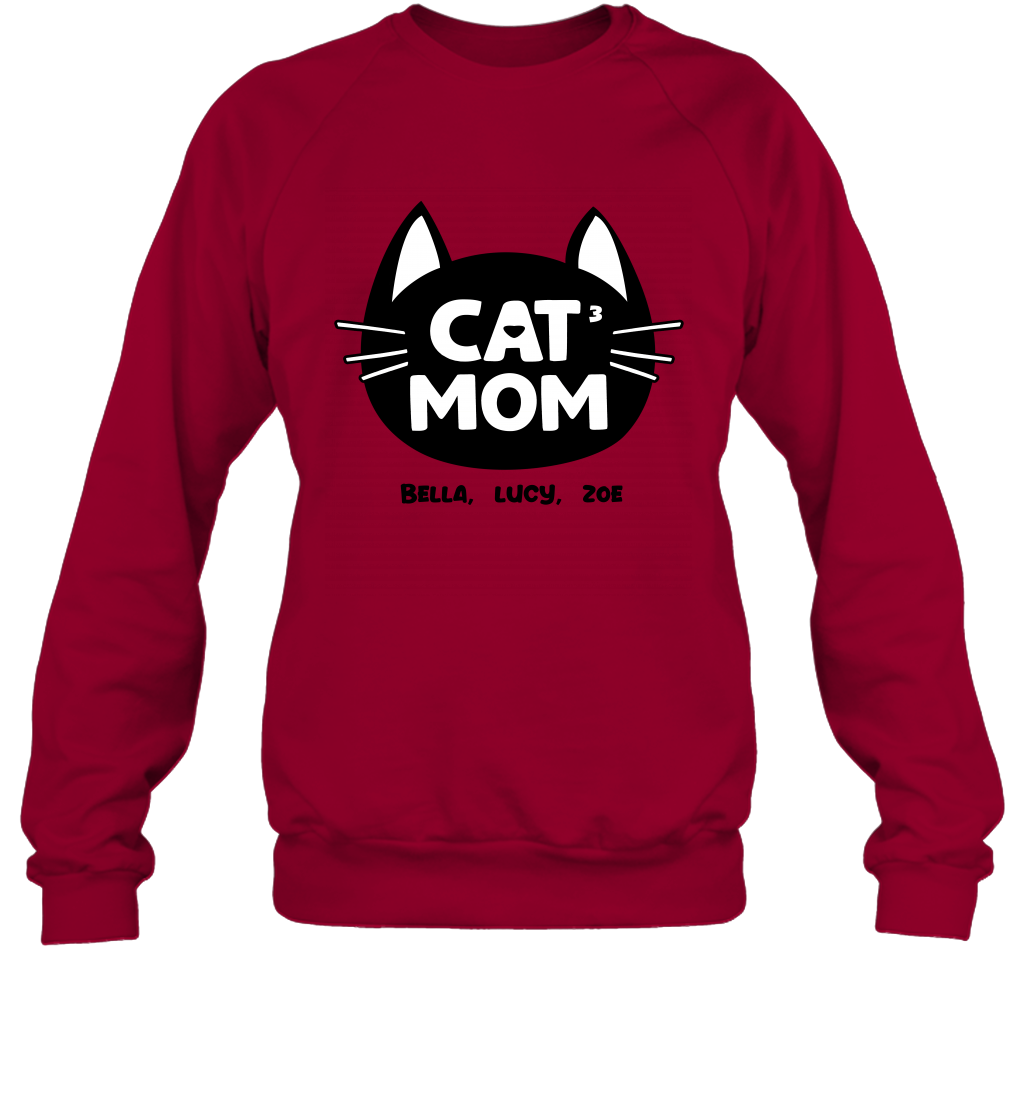 Cat Mom Family Members ( Customized Name or Number ) Sweatshirt Sweatshirt Cardinal Red