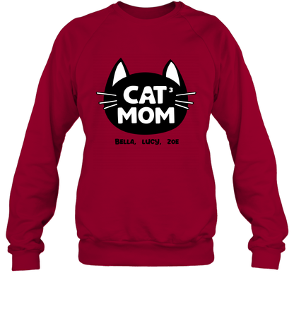 Cat Mom Family Members ( Customized Name or Number ) Sweatshirt Sweatshirt Cardinal Red