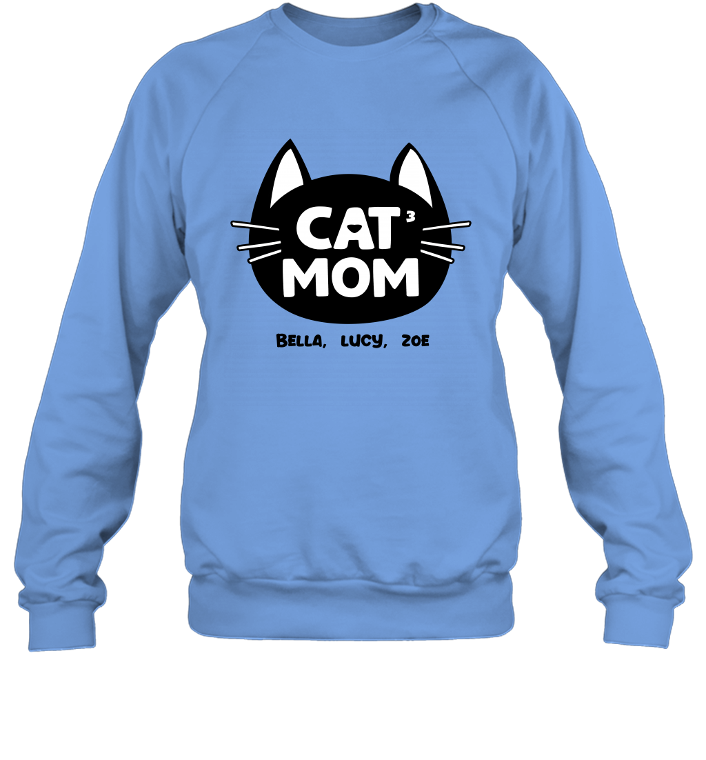 Cat Mom Family Members ( Customized Name or Number ) Sweatshirt Sweatshirt Carolina Blue