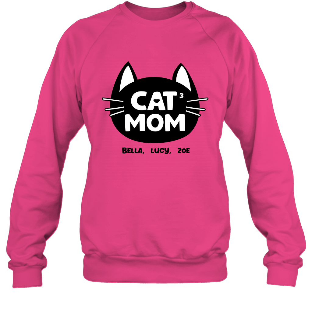 Cat Mom Family Members ( Customized Name or Number ) Sweatshirt Sweatshirt Heliconia