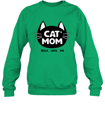 Cat Mom Family Members ( Customized Name or Number ) Sweatshirt Sweatshirt Irish Green
