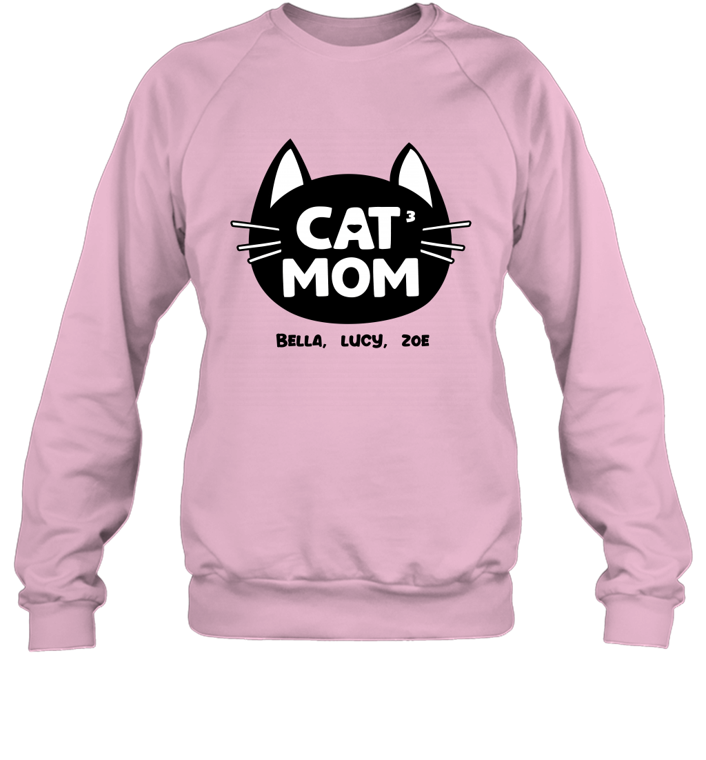 Cat Mom Family Members ( Customized Name or Number ) Sweatshirt Sweatshirt Light Pink