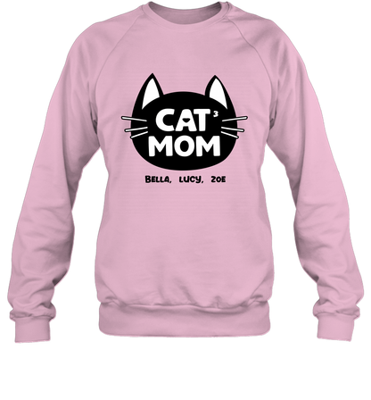 Cat Mom Family Members ( Customized Name or Number ) Sweatshirt Sweatshirt Light Pink