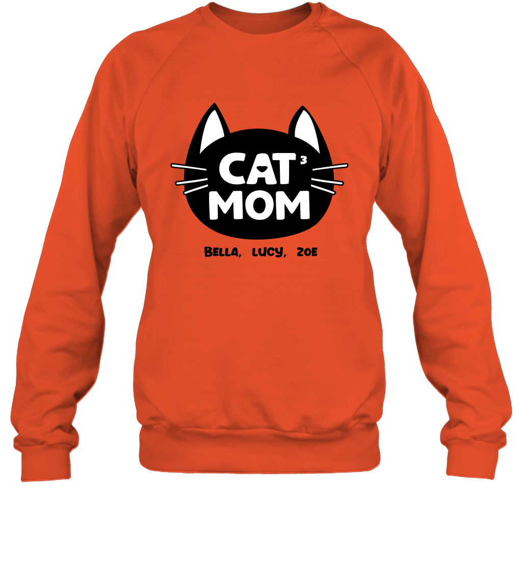 Cat Mom Family Members ( Customized Name or Number ) Sweatshirt Sweatshirt Orange