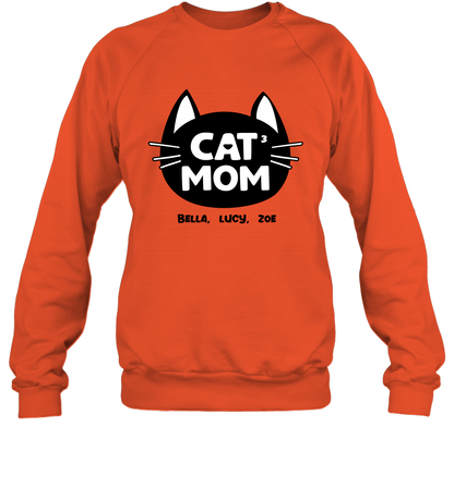 Cat Mom Family Members ( Customized Name or Number ) Sweatshirt Sweatshirt Orange