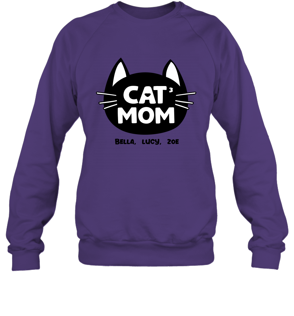 Cat Mom Family Members ( Customized Name or Number ) Sweatshirt Sweatshirt Purple