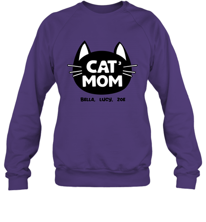 Cat Mom Family Members ( Customized Name or Number ) Sweatshirt Sweatshirt Purple