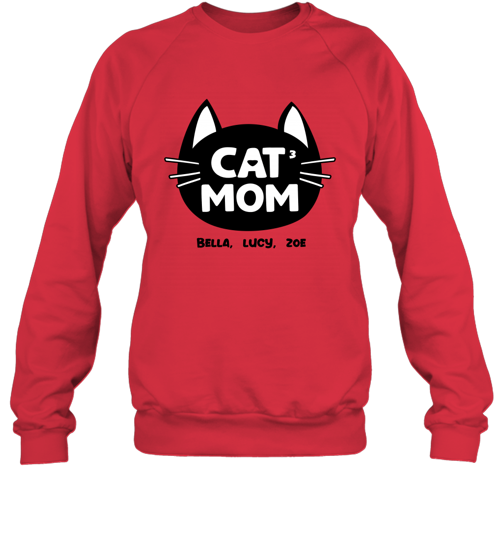 Cat Mom Family Members ( Customized Name or Number ) Sweatshirt Sweatshirt Red