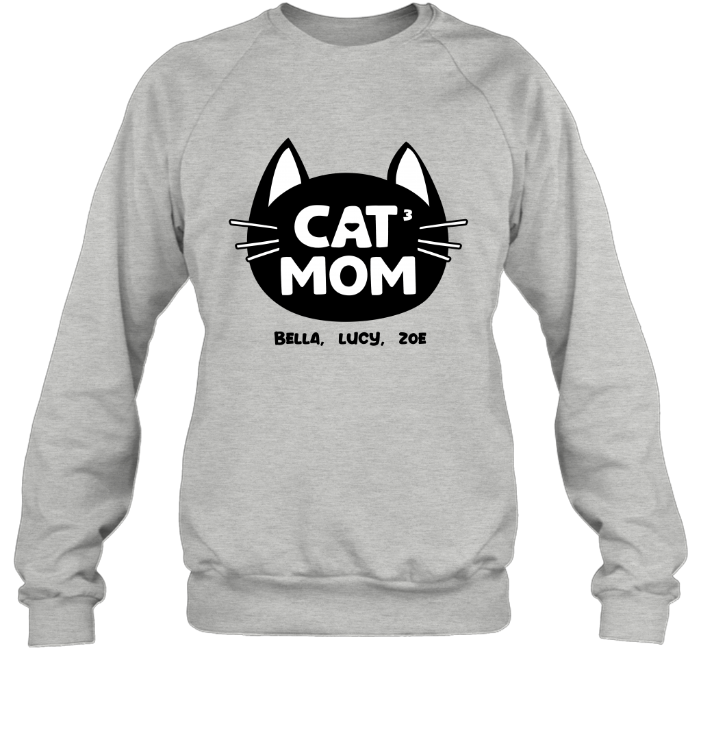 Cat Mom Family Members ( Customized Name or Number ) Sweatshirt Sweatshirt Sport Grey