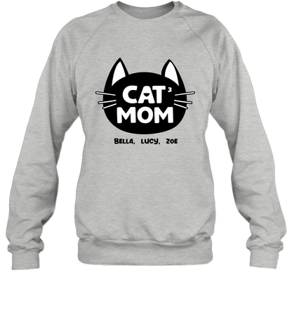 Cat Mom Family Members ( Customized Name or Number ) Sweatshirt Sweatshirt Sport Grey