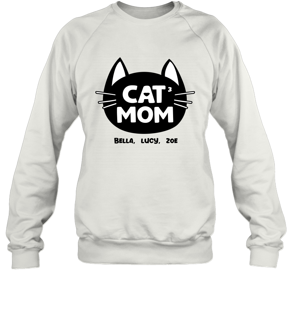Cat Mom Family Members ( Customized Name or Number ) Sweatshirt Sweatshirt White