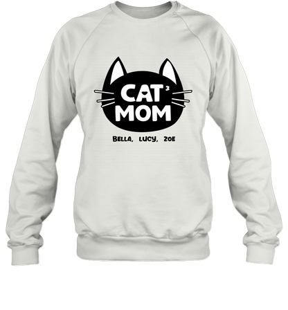 Cat Mom Family Members ( Customized Name or Number ) Sweatshirt Sweatshirt White