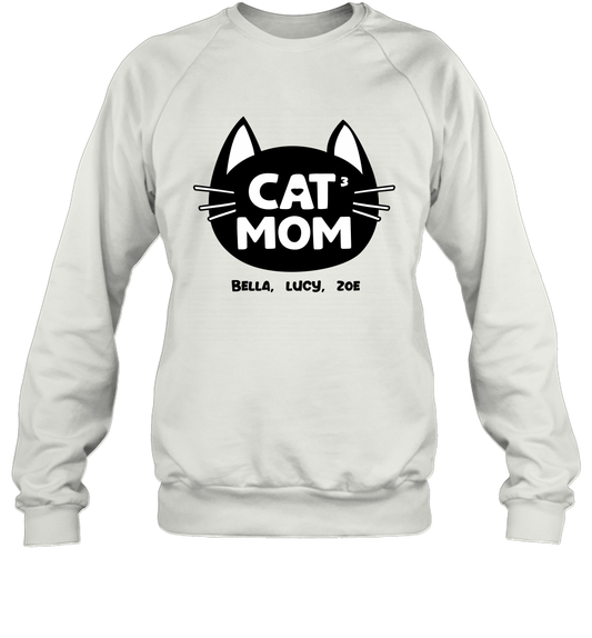 Cat Mom Family Members ( Customized Name or Number ) Sweatshirt Sweatshirt White