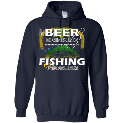 Beer Drinking Friends Have A Fishing Problem T-Shirt Navy
