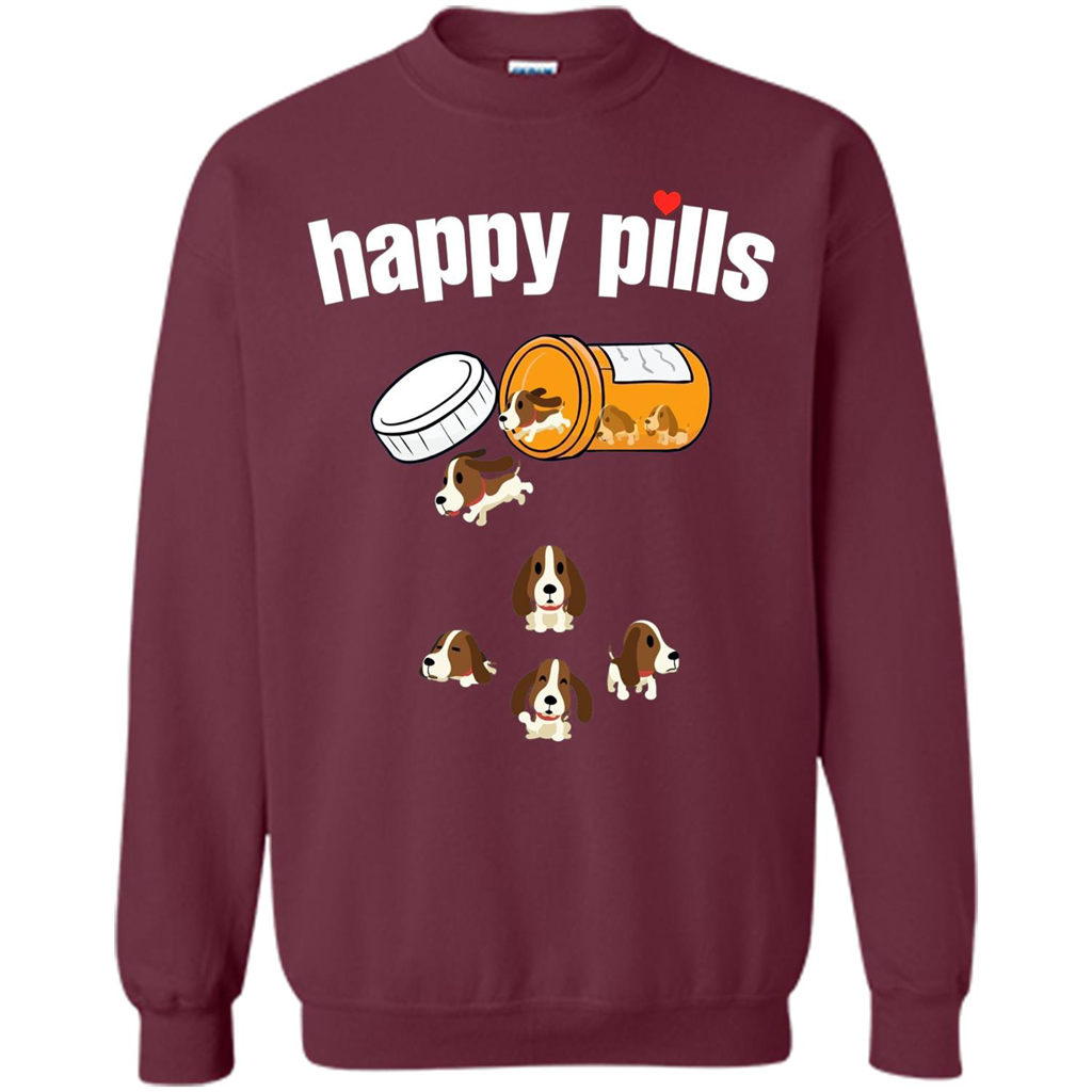 Dog Lover T-shirt Happy Pills T-shirt Maroon