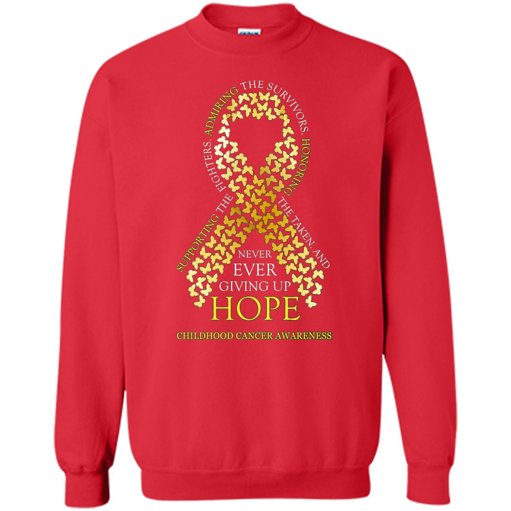 Childhood Cancer Awareness T-shirt Never Ever Giving Up Hope T-shirt Red